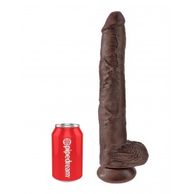 Коричневый фаллоимитатор-гигант 14" Cock with Balls - 37,5 см.