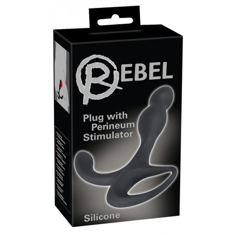 Черный силиконовый стимулятор простаты Plug with Perineum Stimulator